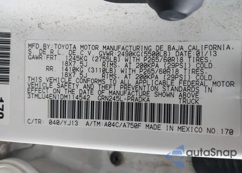 2013 Toyota Tacoma Double Cab z USA, uszkodzony, nr VIN 3TMLU4EN1DM114542